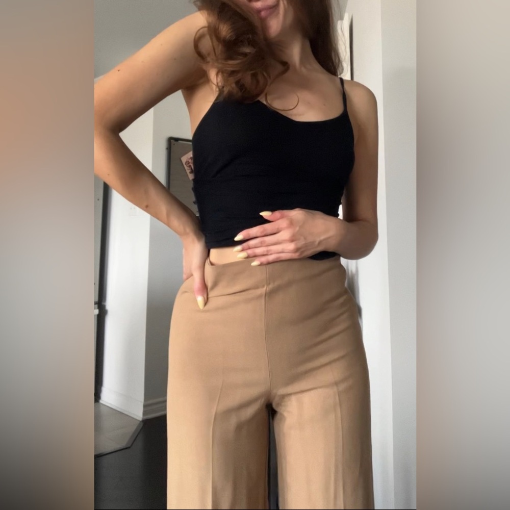 Mango tan wide leg trousers - Picture 5 of 13